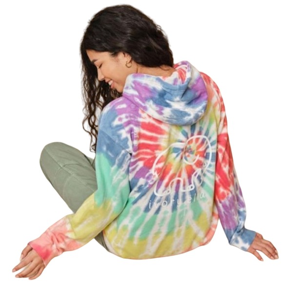 ivory ella Tops - Ivory Ella Tie-dye Hoodie Sweatshirt  size Medium Oversized Rainbow Elephant NEW